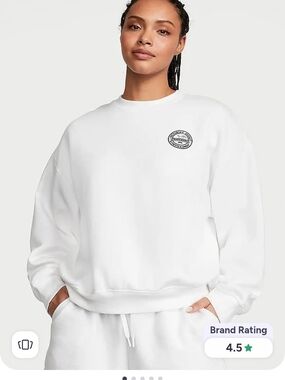 Victoria’s Secret White Cotton Fleece Oversized Crewneck Sweatshirt Size S